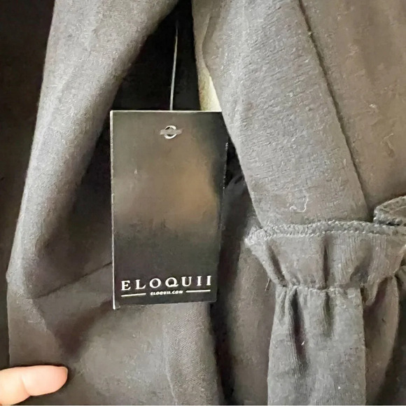 Eloquii‎ Black Ponte Knit Open Front Blazer Size 16 Flare Sleeve Detail Work New - Picture 5 of 10